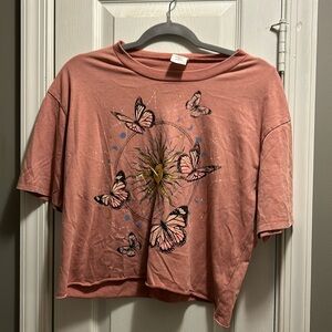 Pink butterfly/sun shirt S